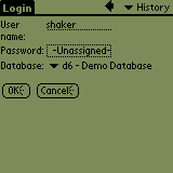 Login screen from the server