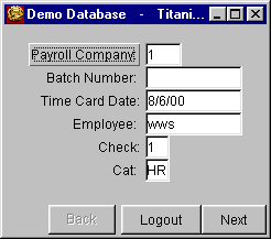Time card header - GUI version