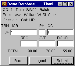 Time card detail after entry - GUI version